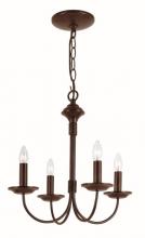 Trans Globe 9014 ROB - 4LT CHANDELIER- J ARM- BRONZE